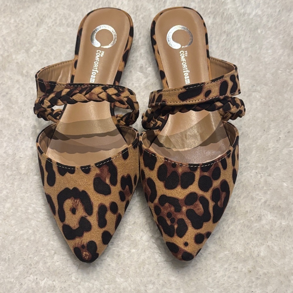 Leopard Print Mules by Crown Vintage